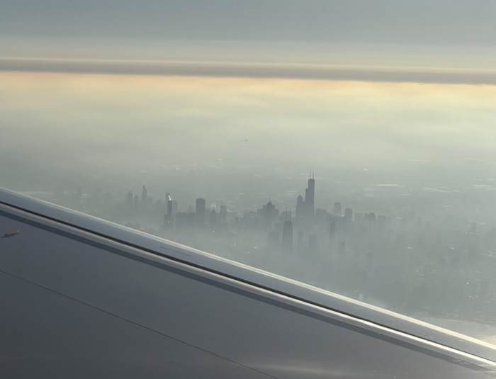 view of chicago from a plane